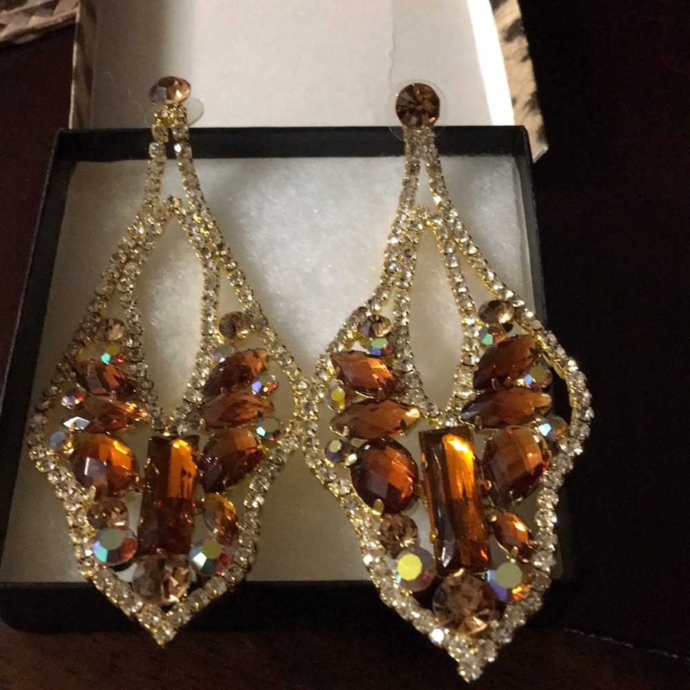 Evening long dazzle earring.